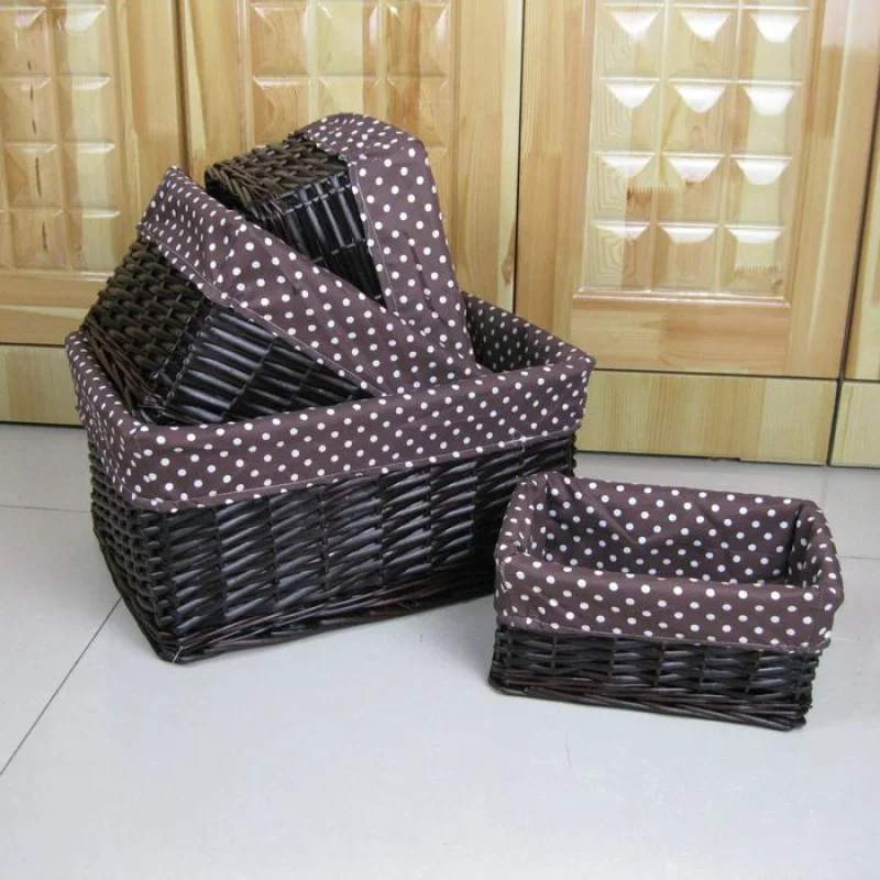 

Настольная корзина для хранения, корзина для хранения из ротанга, плетеная корзина, Настольная корзина для всякой всячины, кухонная бытовая...