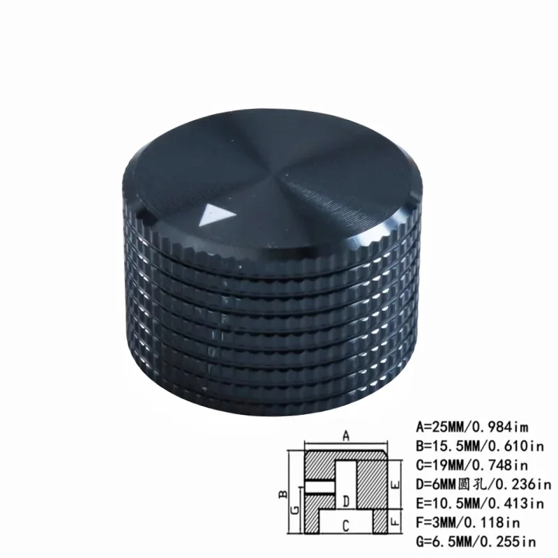 

1 шт., серебряный алюминиевый сплав, ручка потенциометра усилителя, крышка переключателя 25 мм * 16 мм, шестигранная головка, винт, внутреннее отверстие 6 мм