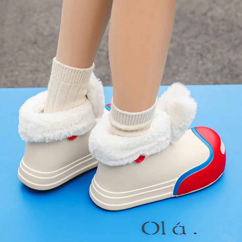 Розовые непромокаемые сапоги с героями мультфильмов женские удобные теплые