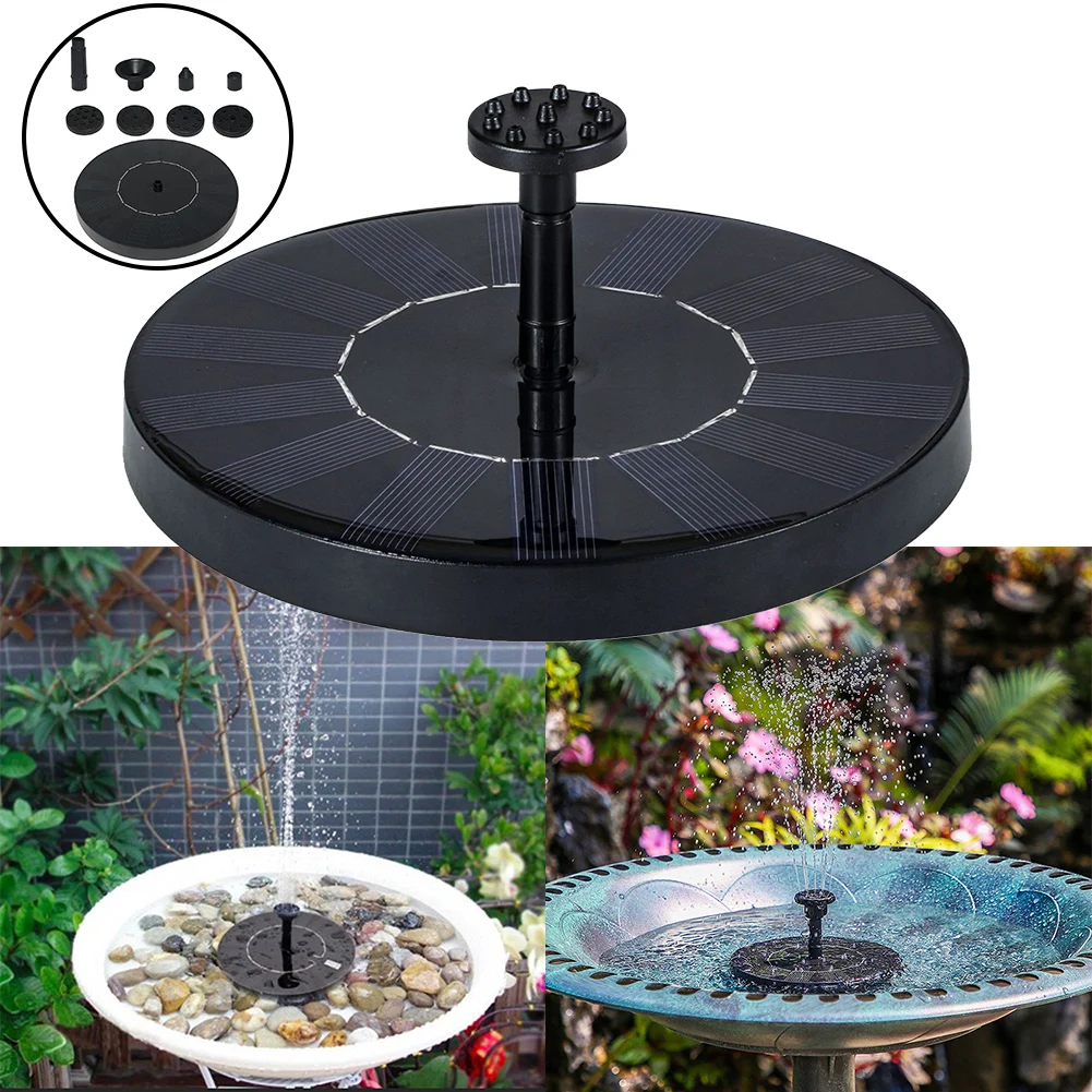 

4.5V/1.5W Solar Fountain Pump With 6 Nozzles Floating Solar Bird Bath Fountain Water Pump For Bird Bath Pond Floating Fountains