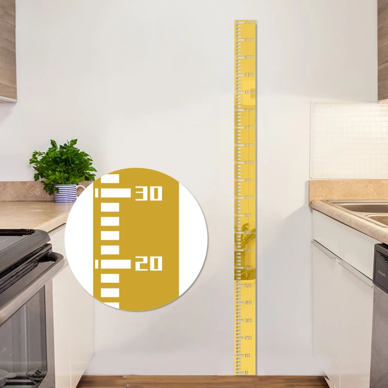 Growth Ruler 3D Acrylic Mirror Wall Sticker for Kids Room Decor Height Chart Measuring Nursery Boys Girls Decoration Adhesive