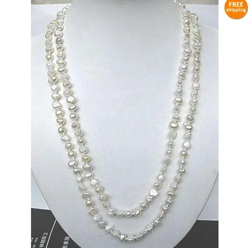 

Unique Design AA Long Pearl Necklace,White Color Baroque Freshwater Pearl Jewelry,Wedding Birthday Party Charming Women Gift