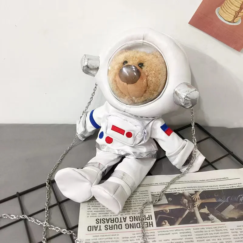 

New Astronaut Bag Plush Toys Spacesuit Kawaii Bear Doll Fashion Chain Women Bag Messenger Bag Women Crossbody Bag Cute Side Bag