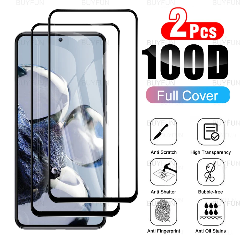 

Для Xiaomi 12T Pro 6,67 дюймов 2 шт. полное покрытие закаленное стекло для Xiaomi Mi 12T 11T Pro 12TPro экран с черными краями защитная пленка