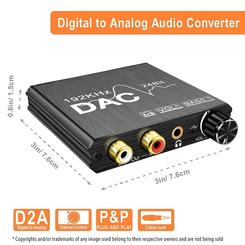Цифро-аналоговый преобразователь DAC AMP 192 кГц  RCA 3.5 мм