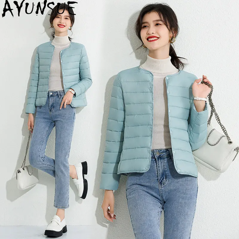 

Autumn Winter Light Thin Cotton Jacket for Women 2023 Short Round Neck Coats Women's Clothing Casual Slim Jackets Parka Mujer
