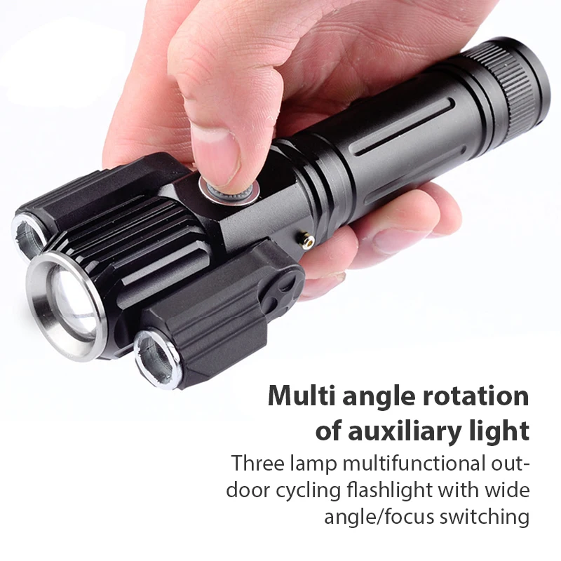 

Multifunctional Super Bright 3-Head 4-Mode Led Flash-Light Rechargeable Torch Light for Outdoor Lighting Kinsach Ks-737 Outdoor