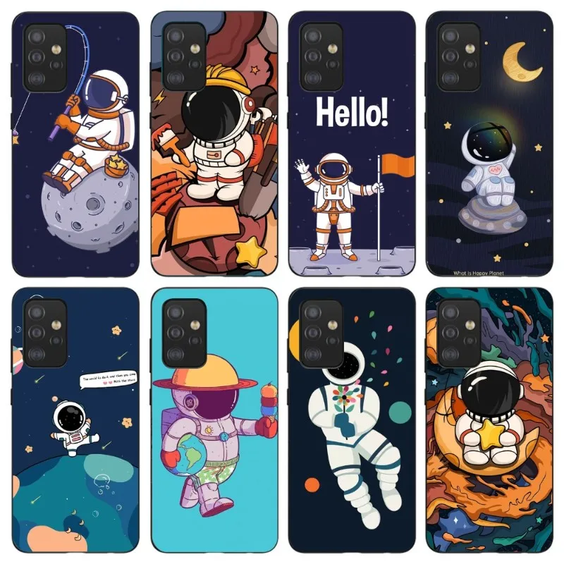 

Милый чехол для телефона с космическим рисунком для Samsung Galaxy S6, S7, S8, S9, S10, S21, S22 Plus, ультрамягкий черный чехол для телефона