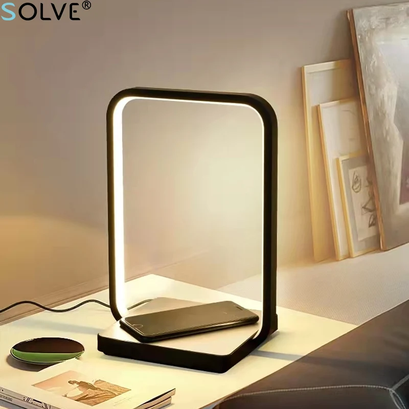 wireless charger table lamp nordic foldable bedroom bedside lamp usb touch switch 3 level dimming mobile phone wireless charging free global shipping