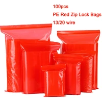 100pcslot 1320 wire pe red self sealing bag food packaging bag thickened dustproof and light proof jewelry clip chain bag