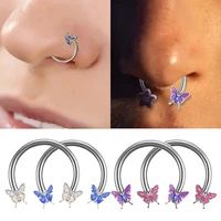 colorful butterfly horseshoe nose rings earrings women septum ring tragus piercing hoop nose clip studs nostril pierce jewelry