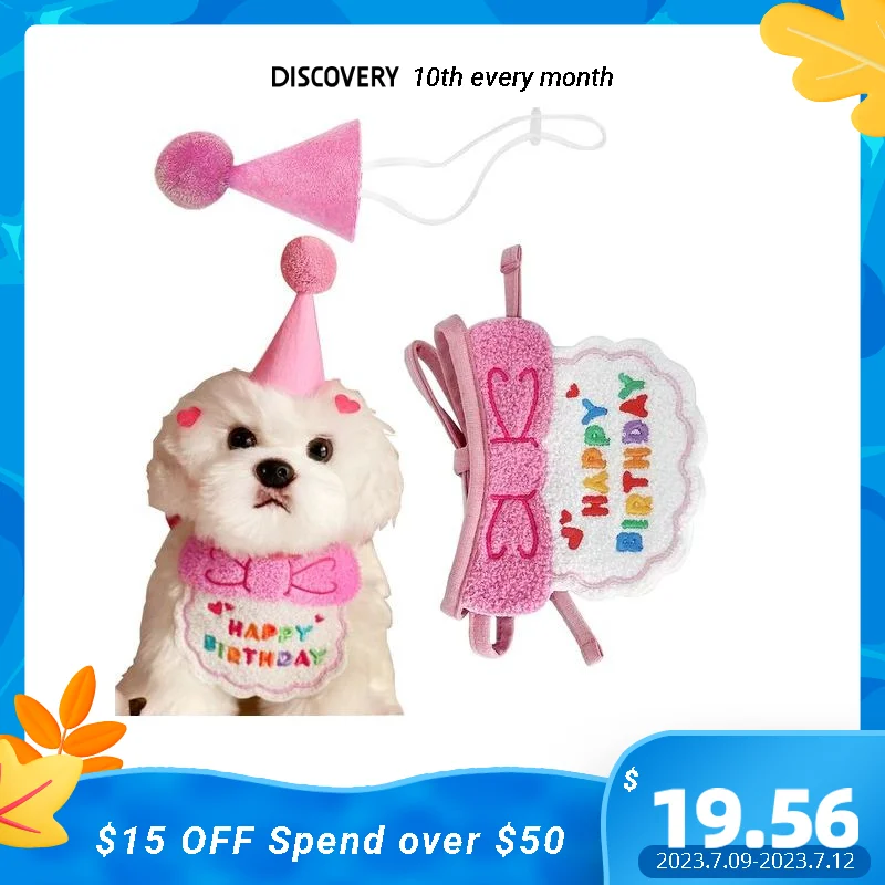 

Pet Dogs Caps and Scarf Dress Up Funny Photography Props Cute Hat Bib Cat Saliva Towel Gift Pet Costume Supply For Pet Birthday