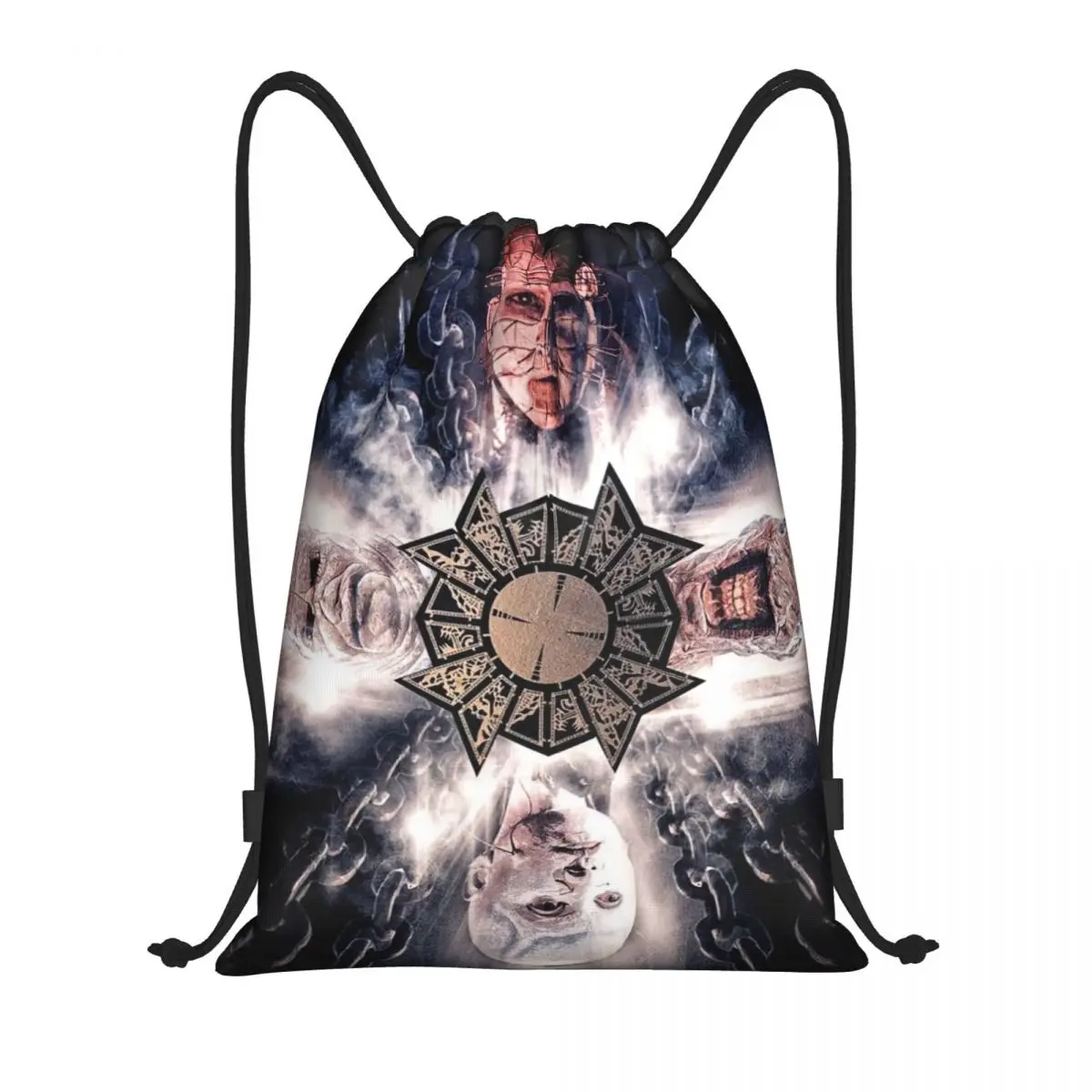 Hellraiser Pinhead Halloween Horror Movie Drawstring Backpack Bags Women Men Lightweight Gym Sports Sackpack Sacks for Yoga