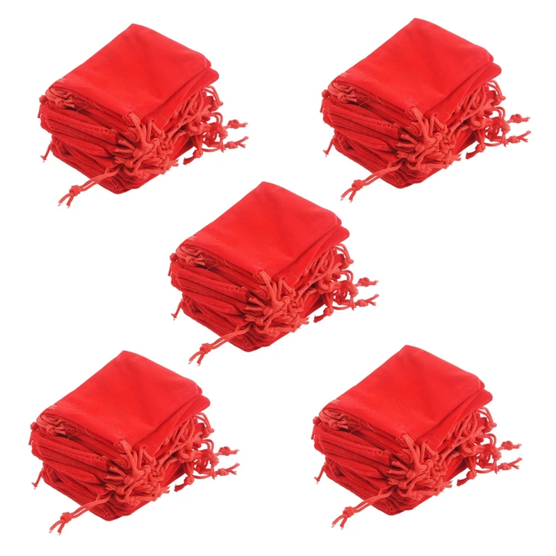 

125 X Velvet Jewelry Gift Bag Velvet Red