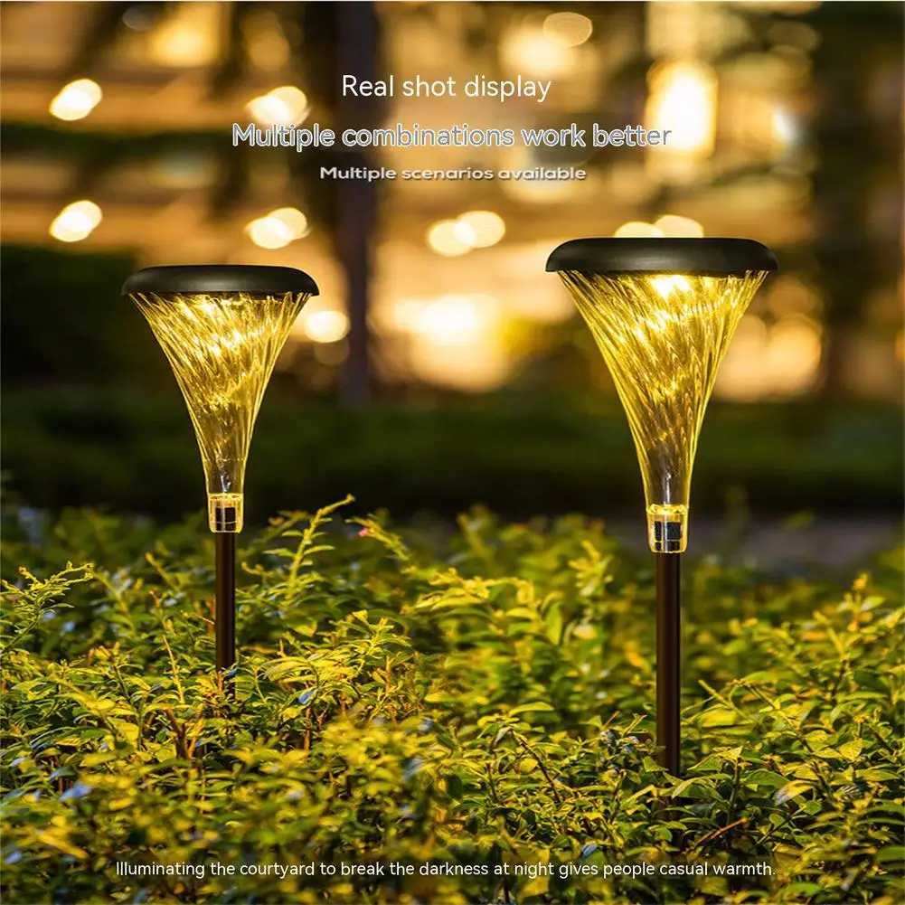 

New 2pcs Colorful Solar Lamp Outdoor Solar Powered Waterproof Garden Path Deck Lights Yard Driveway Lawn Garden Decoration Lamp