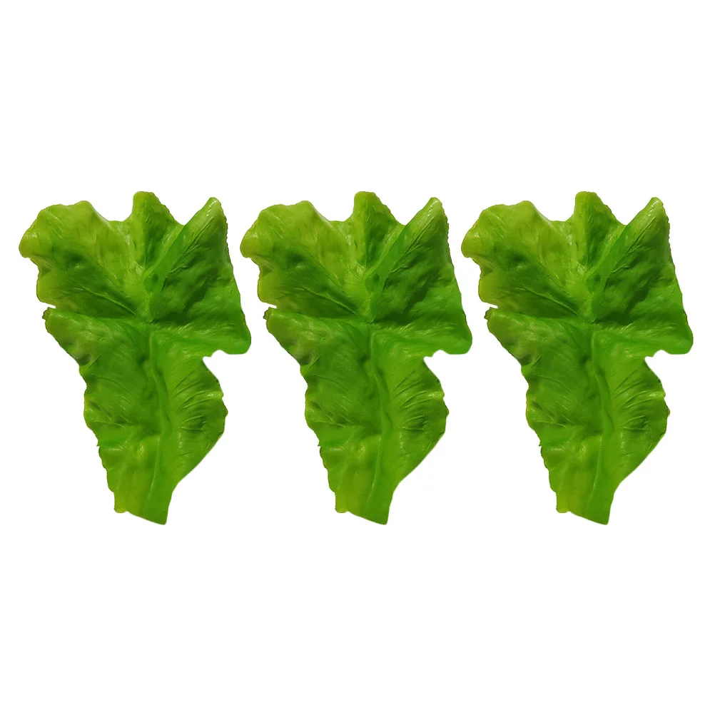 

3 Pcs Artificial Vegetables Props Salad Greens Lettuce Leaves Decor Leaf Display Realistic