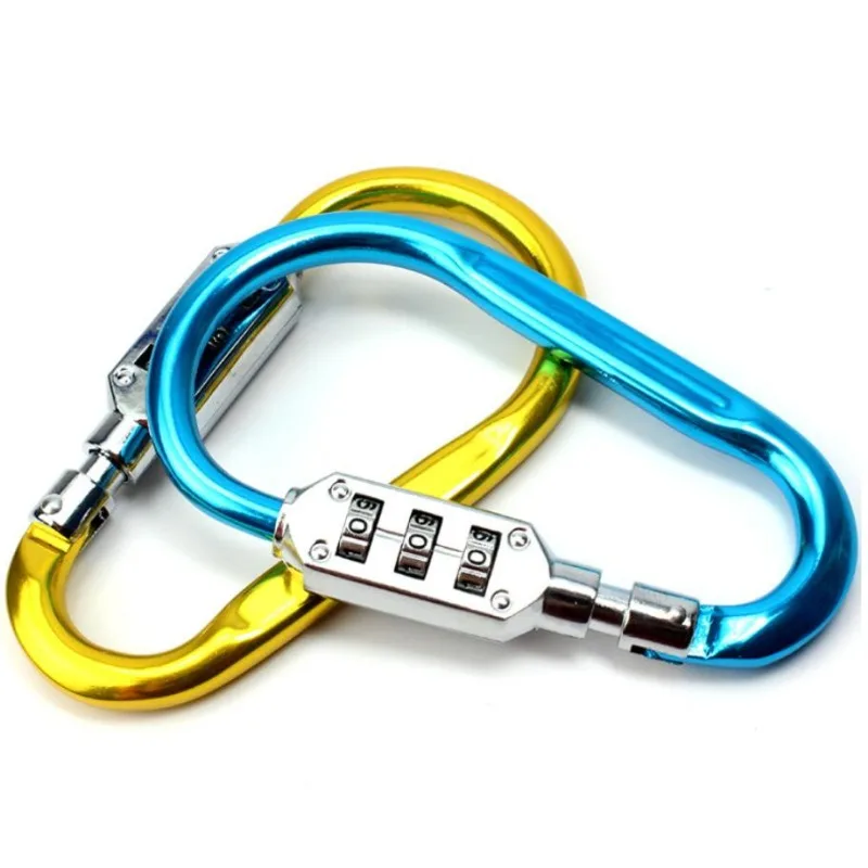 

Outdoor Hiking Bag Luggage Security Carabiner Lock 3 Dial Password Padlock Tool Portable Luggage Zinc Alloy Security Lock