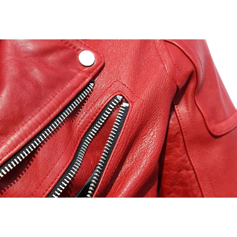 Мягкая толстая куртка из натуральной овчины мужская мотоциклетная байкерская