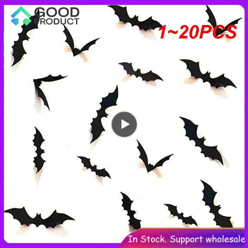 

1~20PCS Halloween Decoration 3D Black Bat Wall Sticker Decor Wall Decal Horror Bats Removable Stickers Party Bar Wall Decor