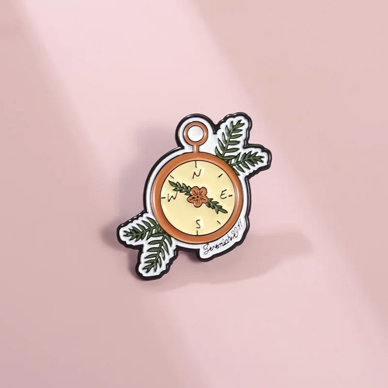 Мультяшные эмалевые булавки в стиле ретро с компасом брошь цветочной указкой