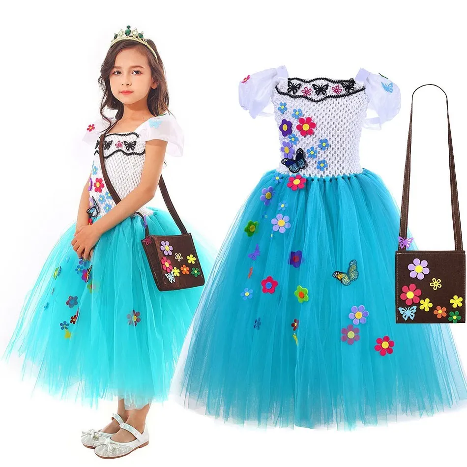 

Kids Encanto Dress Children Mirabel Evening Disney Tutu Dress Girl Summer Carnival Layered Clothes Isabela Christmas Clothing