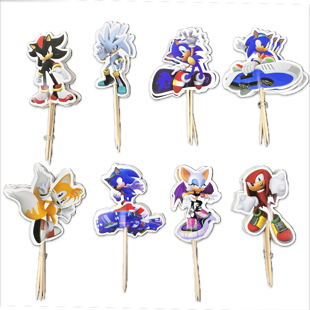 24 шт./лот сувениры для мальчиков украшения на тему Соника топпер торта товары дня
