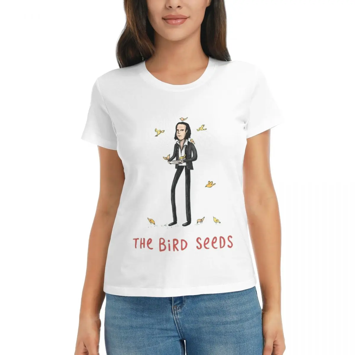 

Nick And Cave & The Bird Seeds Nick And Cave Cute R222 Sports High quality White Top tee Travel Eur Size