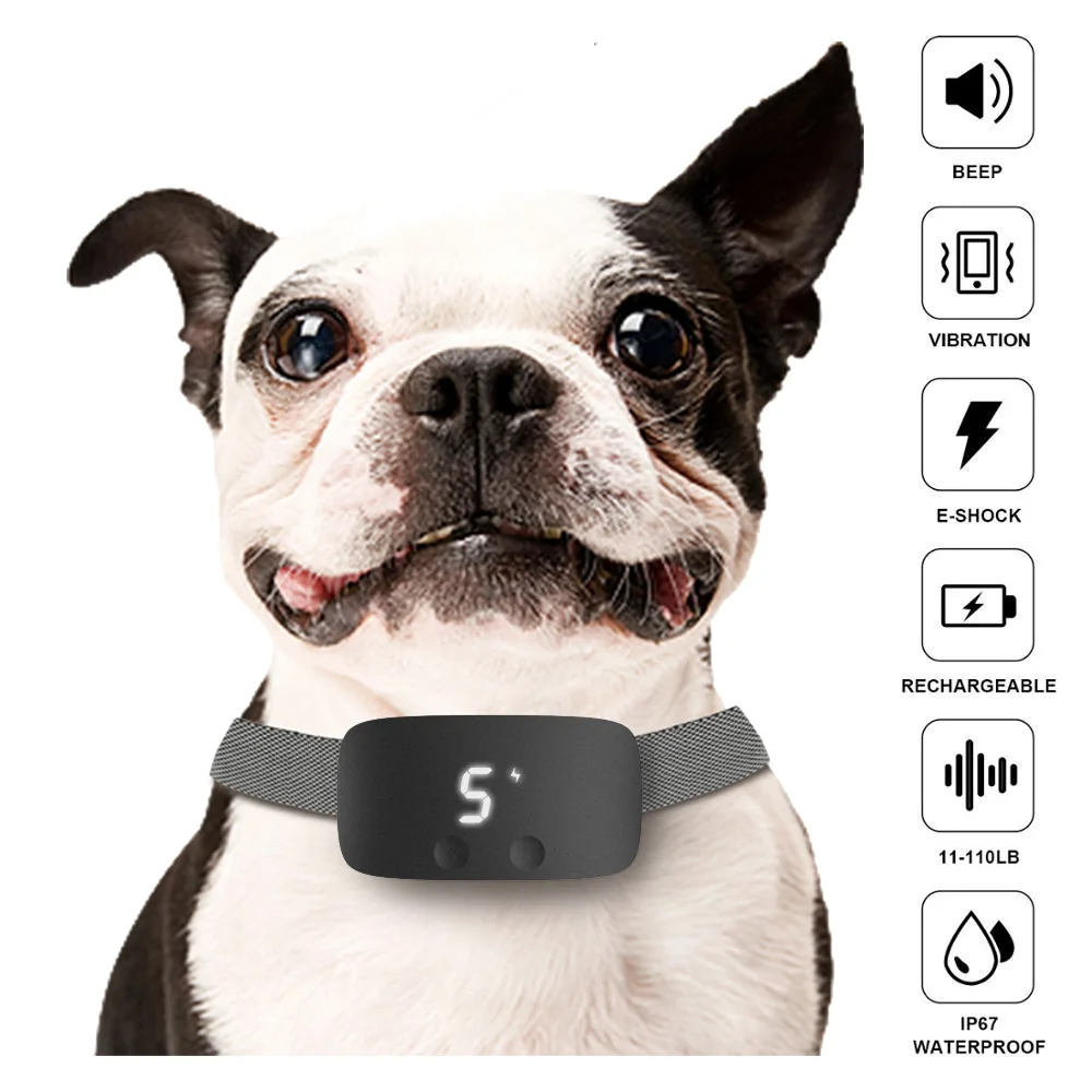 

Electric Auto Training Shock Anti Bark Dog Collar IP67 Rechargeable Vibration Beep No Barking Collar For Dogs Dog Accessories