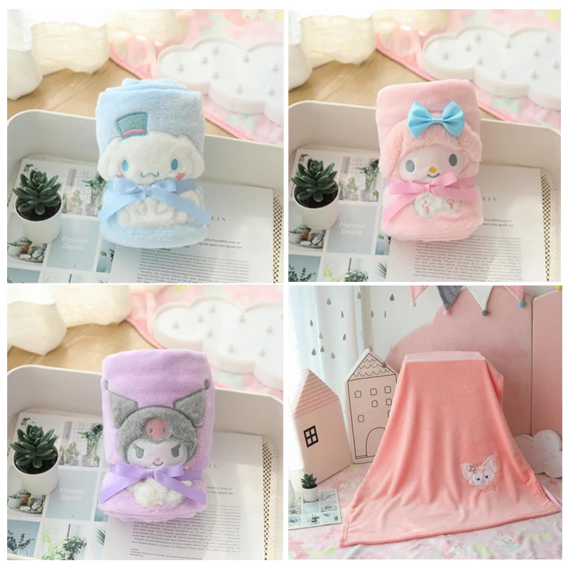 

Sanrioed Kawaii Cute Soft Cinnamoroll My Melody Kuromi Kt Cat Small Blanket Cartoon Anime Office Nap Air Conditioner Blankets