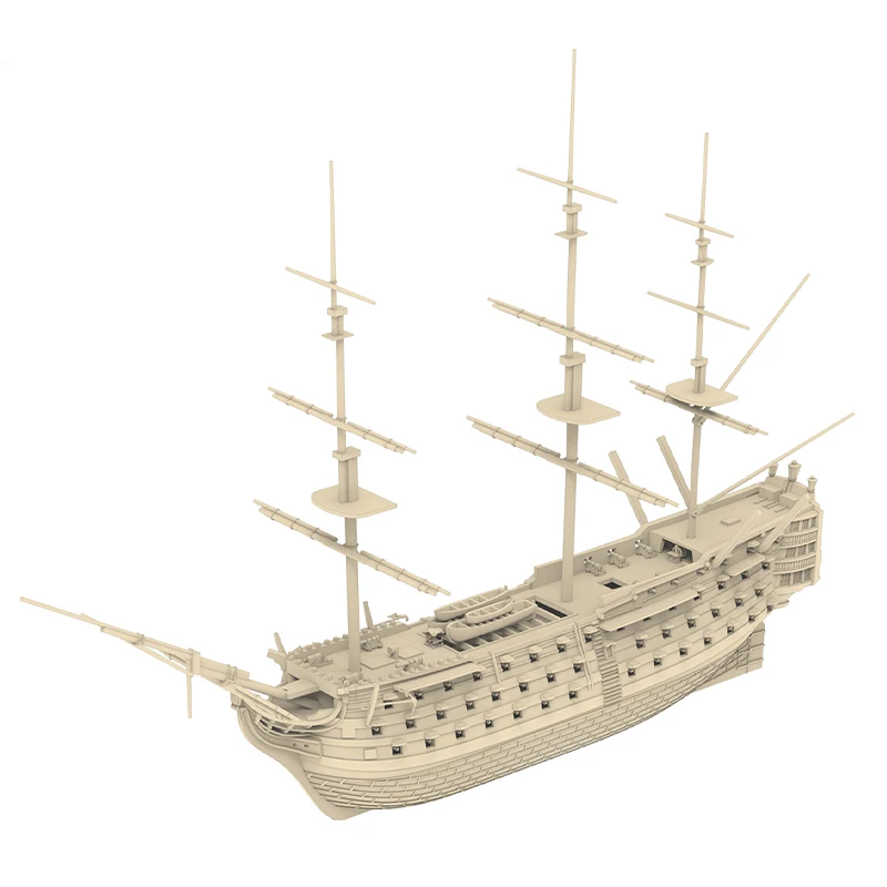 Фото Комплект собранной модели Neverland Hobby 77001E HMS Victory, полный комплект интерьера Elite Edition (с деталями PE и 3D-печатью) 1/700 №2
