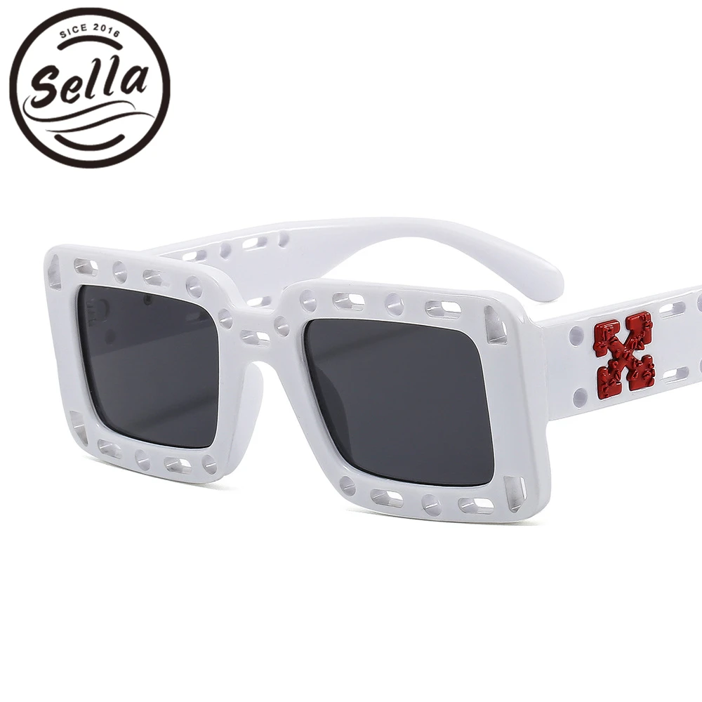 

Sella New Fashion Women Sunglasses Men Retro Classic Square Colorful Square Sun Glasses Brand Designer Hollow-Out Frame Eyewear