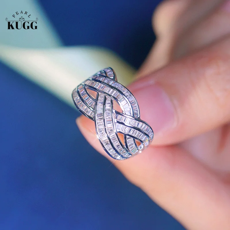 Кольца KUGG из белого золота 18 карат модный дизайн обручальное кольцо с