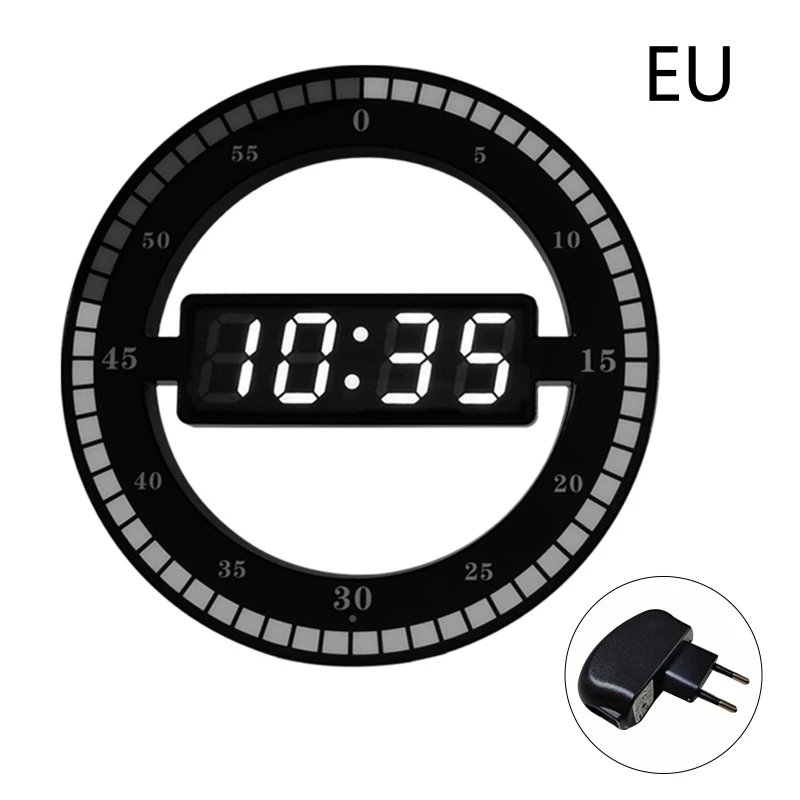 

LED Digital Wall Clock Modern Design Dual-Use Dimming Digital Circular Photoreceptive Clocks For Home Decoration Gift