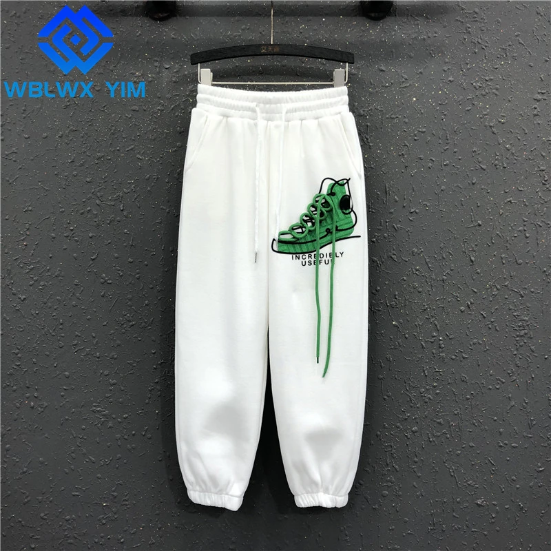 

Straps Fashion Flocking High Waist Harem Pants Women Casual Joggers Stretch Sweatpants Female Spring Autumn Loose Trousers