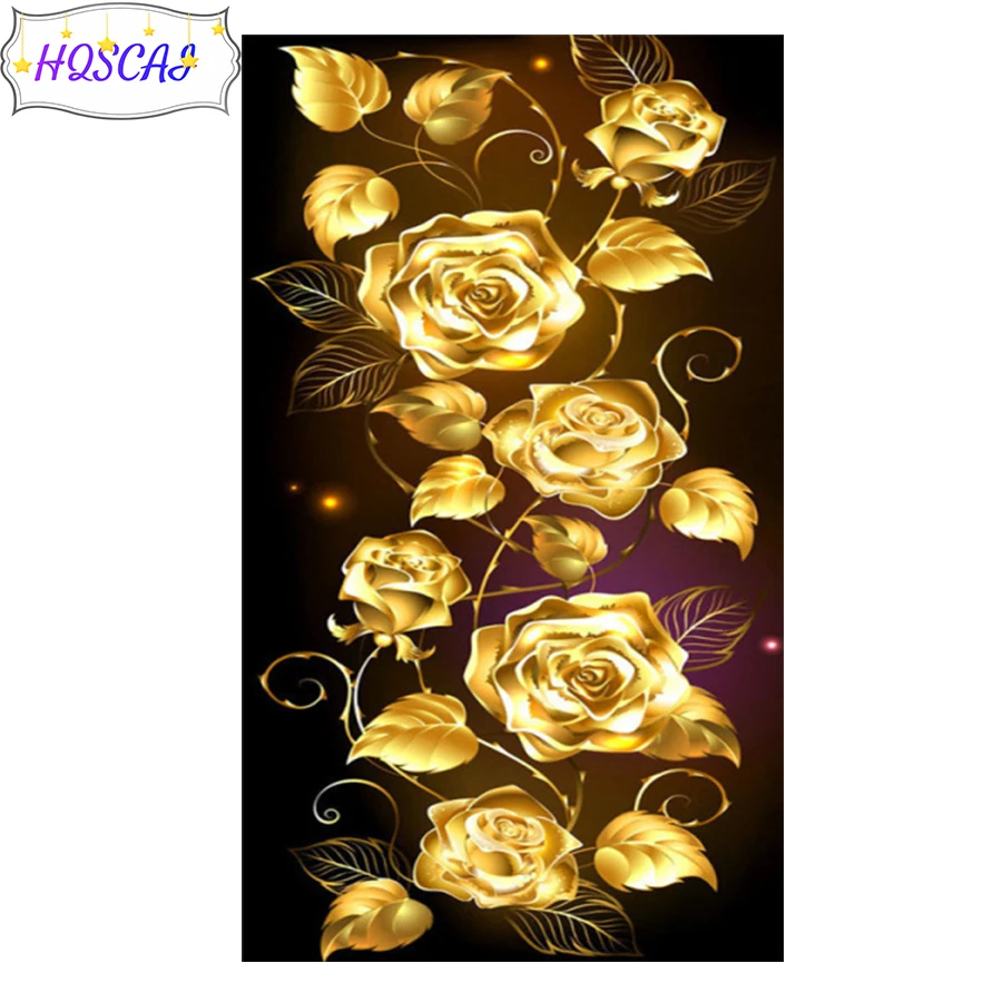 Full circle diamond painting golden rose Diamond embroidery handmade diamond embroidery mosaic art kits home decoration pictures