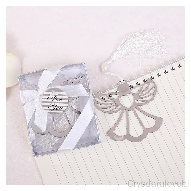 

20/50/100Pcs Blessings Metal Angel Bookmark With Lovely White Tassel Baby Christening Souvenir Wedding Favors