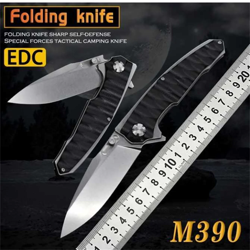 

M390 Blade G10 Handle Ball Bearing Tactical Pocket Folding Knife 60HRC Outdoor Camping Hunting Knives Jungle Life-Saving Tools