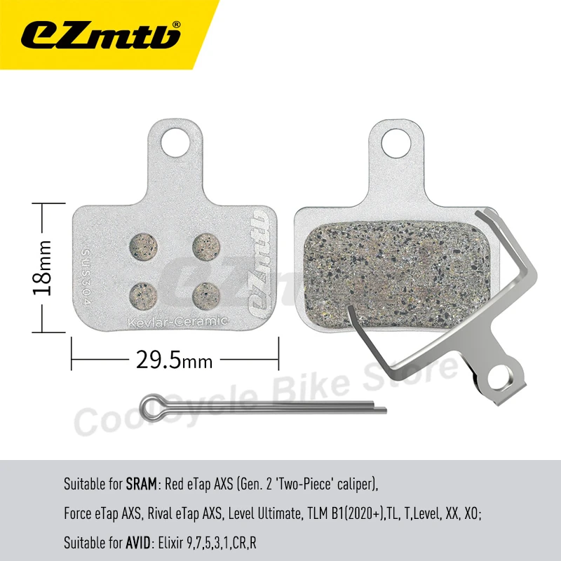 Фото Бесшумная кевларовая керамическая дисковая тормозная колодка EZMTB для SRAM AVID GUIDE CODE R RSC LEVEL TL T TLM B1 Red Force eTap AXS MAVEN Elite Class №3