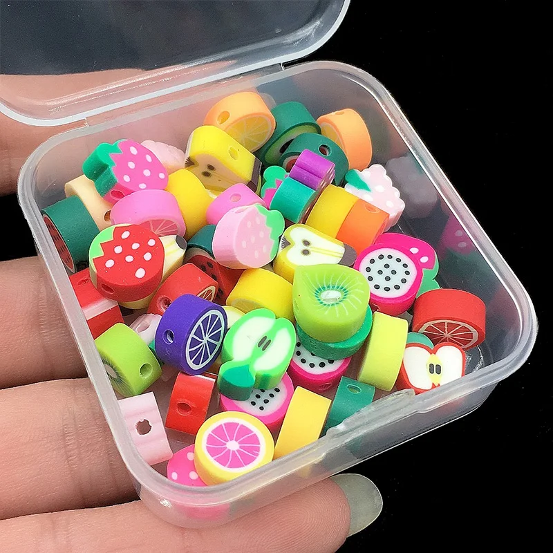 Бусины из полимерной глины в коробке плоские бусины россыпью виде фруктов арбуза