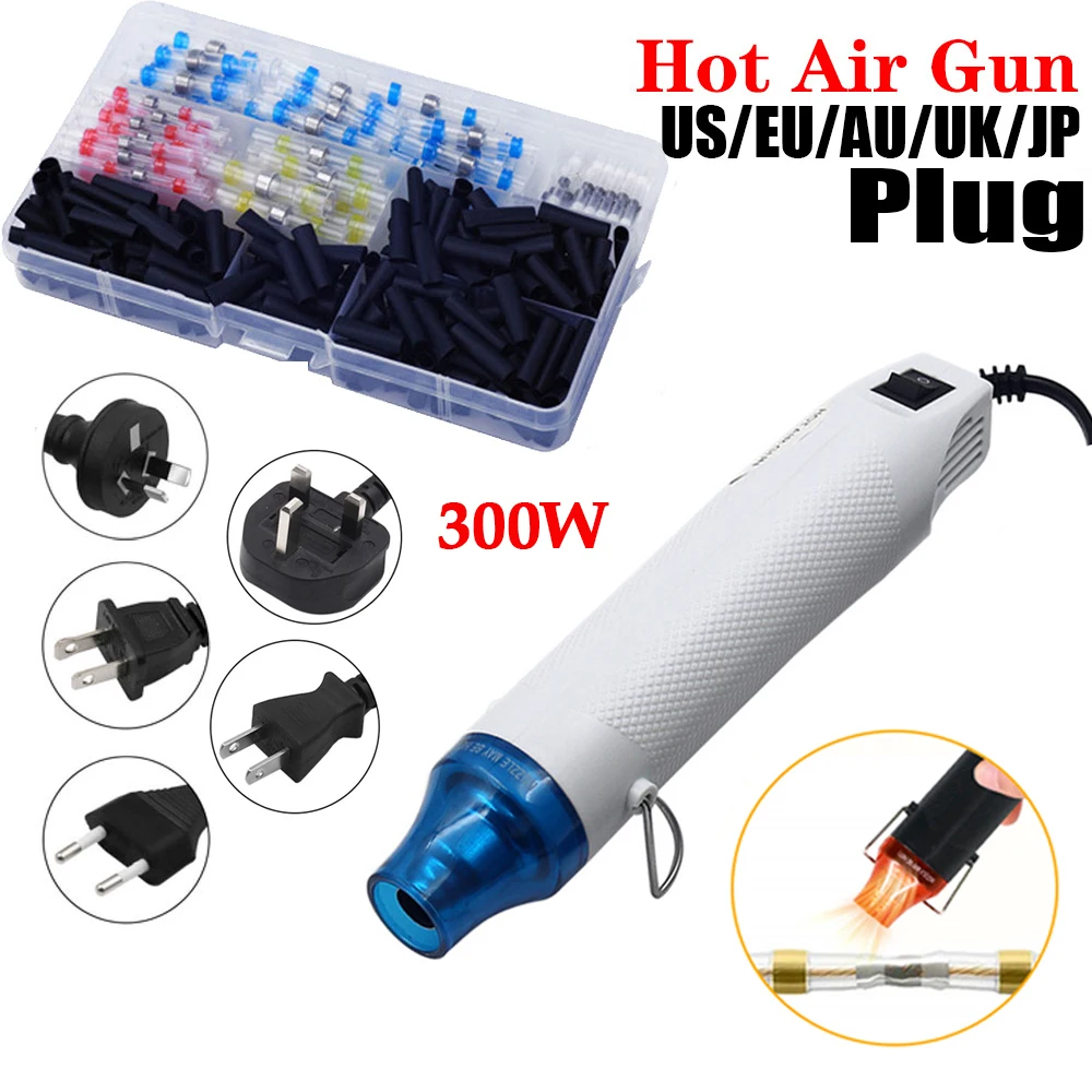 

280pcs Solder seal Connectors Heat Shrink Butt Crimp Terminals kit Electrical Wire Cable Splice with 300W Hot Air Heat Gun