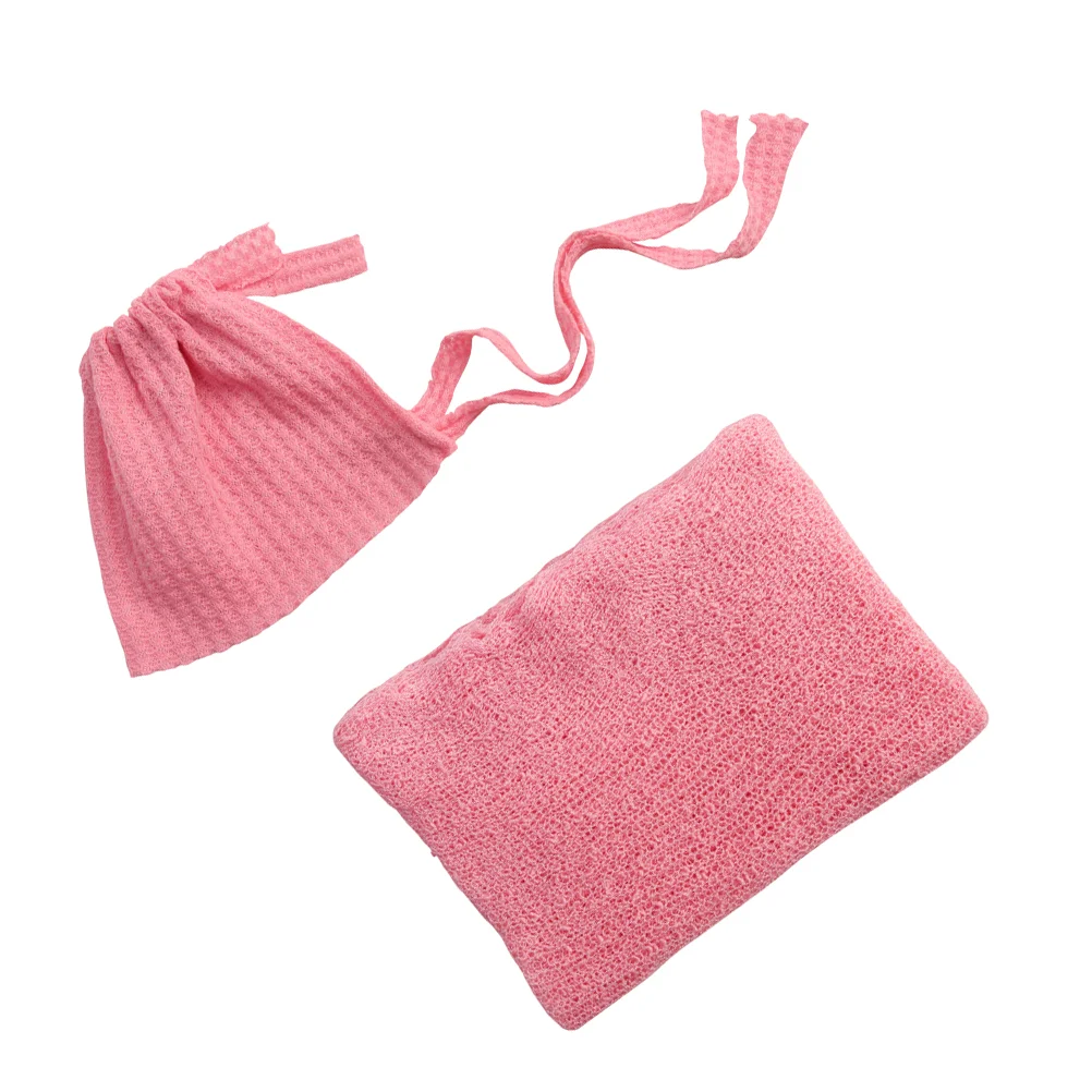 

Wrap Hat Set Newborn Props Baby Photography Blanket Stroller Infant Acrylic Swaddle Burlap