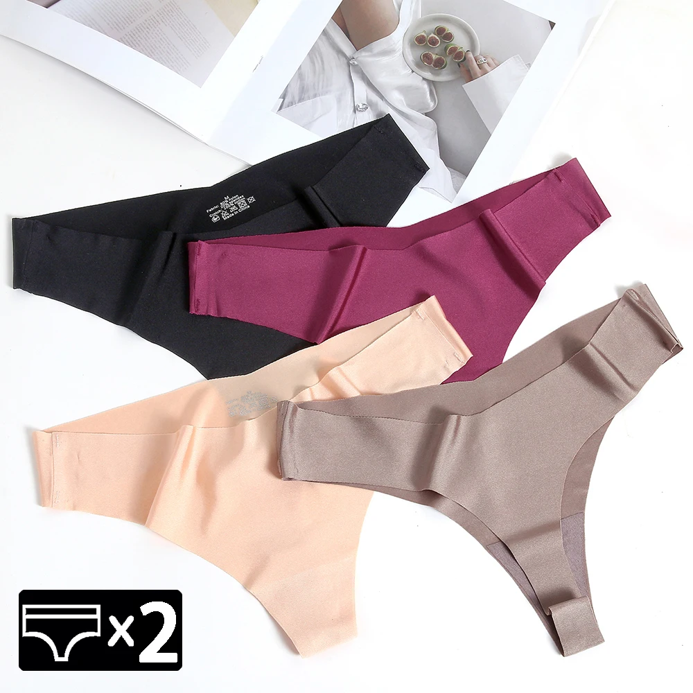 Женские бесшовные трусы-стринги с низкой посадкой 2 шт