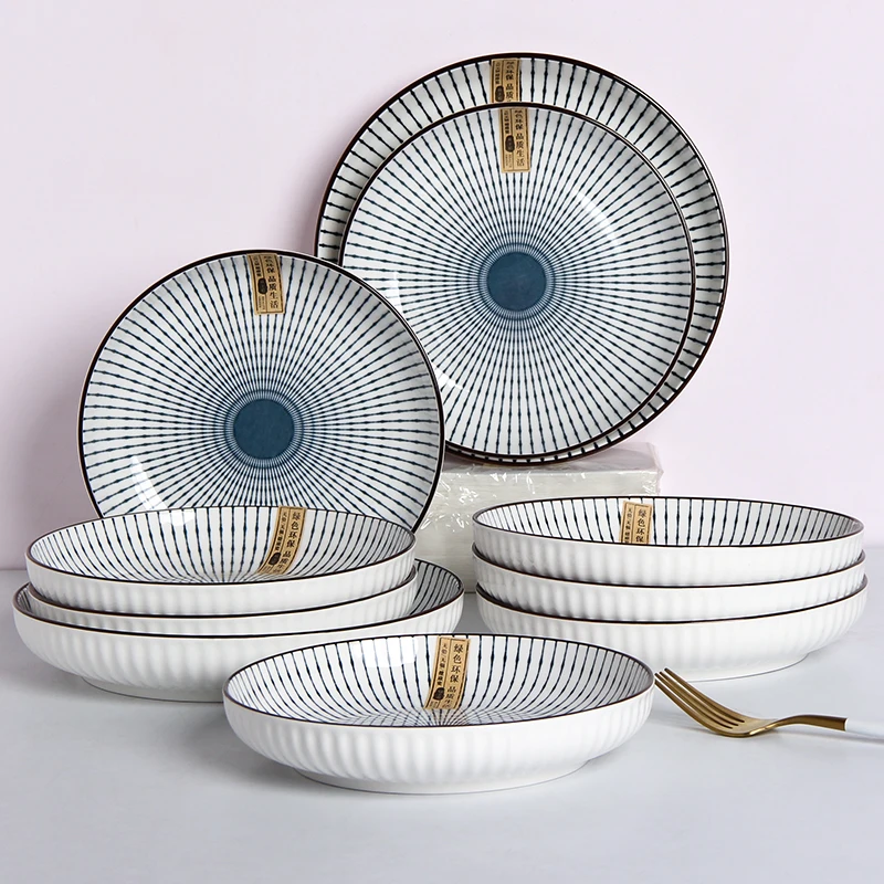 

Vintage Nordic Plate Set Sushi Chinese Ceramic Sushi Salad Pasta Dinner Plates Japanese Pratos De Jantar Kitchen Tableware
