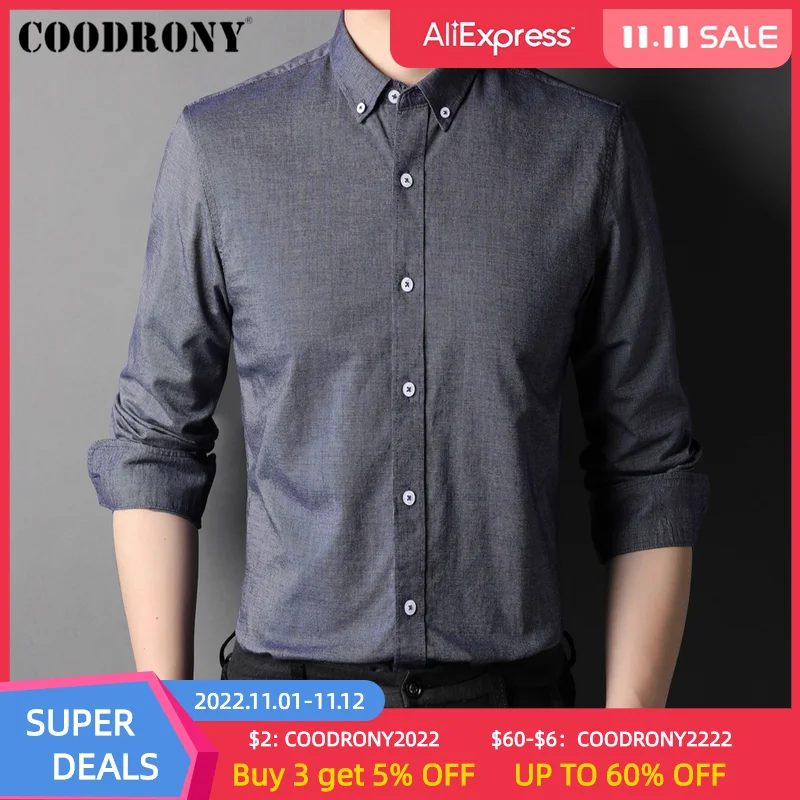 

COODRONY Brand Pure Cotton Solid Color Shirt Men Clothing Autumn Winter New Arrival Classic Business Casual Shirts Homme Z6070