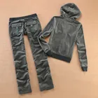 Бархатный женский спортивный костюм JuicyTrack с капюшоном, костюм JuicyTrack от кутюр, розовый спортивный костюм, женский комплект из двух предметов, брюки, зима 2021