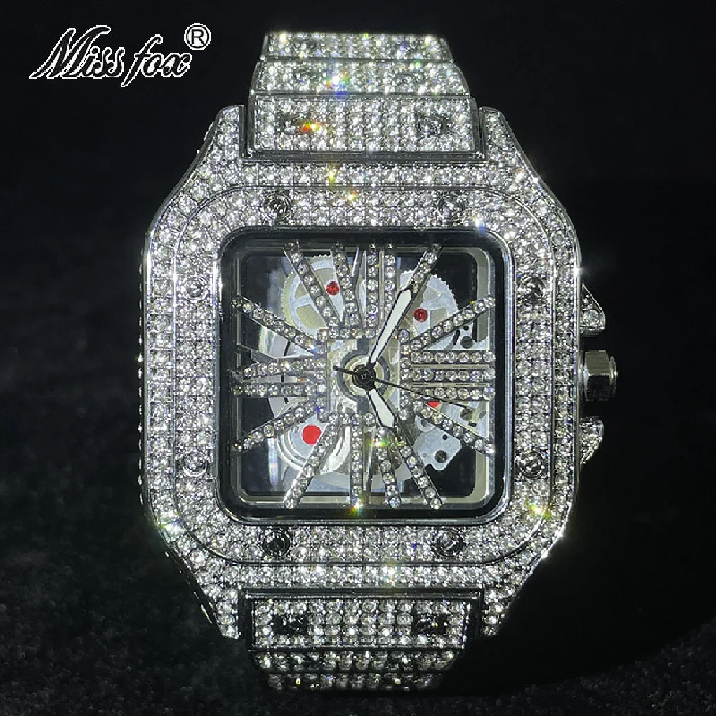 

MISSFOX Iced Out Mens watches Top Brand Luxury Waterproof Fashion Quartz Wristwatches Hip Hop Full Diamond Skeleton Reloj Hombre
