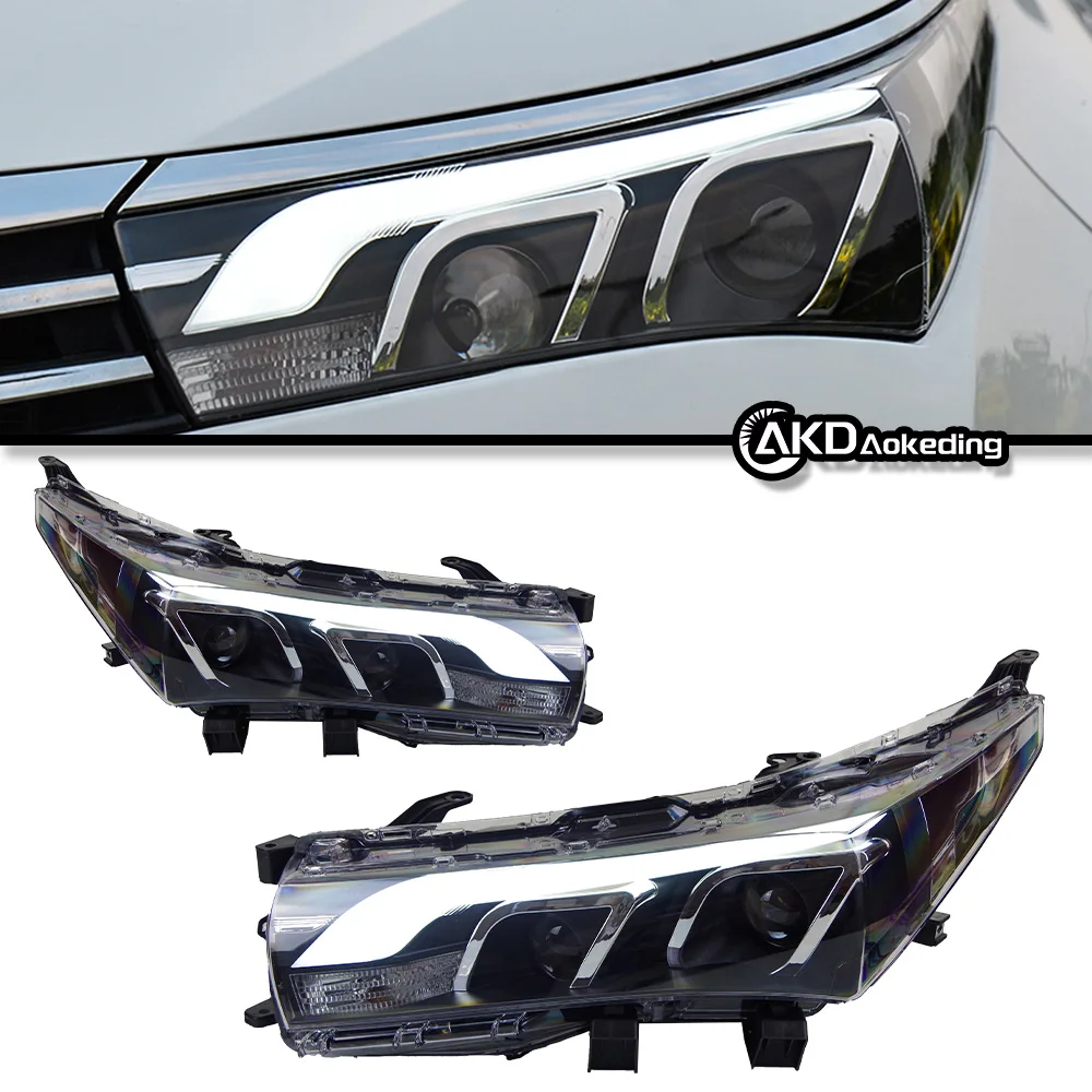 

AKD tuning cars Headlight For Toyota Corolla 2014-2016 Headlights LED DRL Running lights Bi-Xenon Beam Fog lights angel eyes