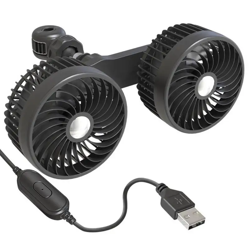 

Double Cooling Car Fan 360 Degree Adjustable Portable Fan For Travel USB Dual Head Cooling Air Fan Powerful Dashboard Electric