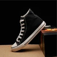 new arrival summer fashion men flats shoes all black white red casual shoes mens canvas shoes lace up high top shoes nn 14