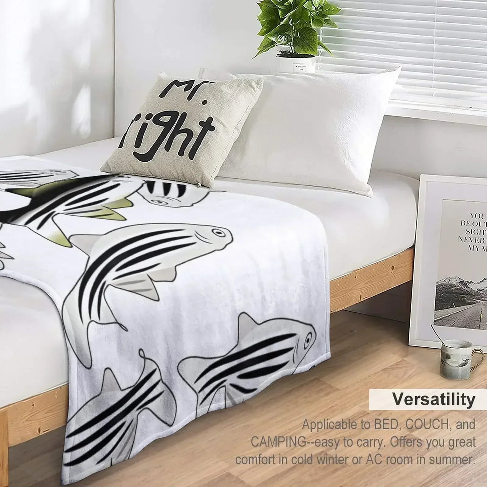 Монохромное одеяло ZebraFish рождественское украшение большие одинарные одеяла